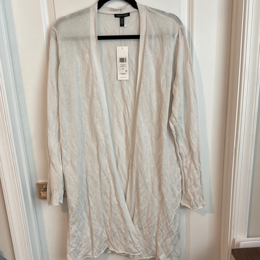 Eileen Fisher Cream Open Front Cardigan